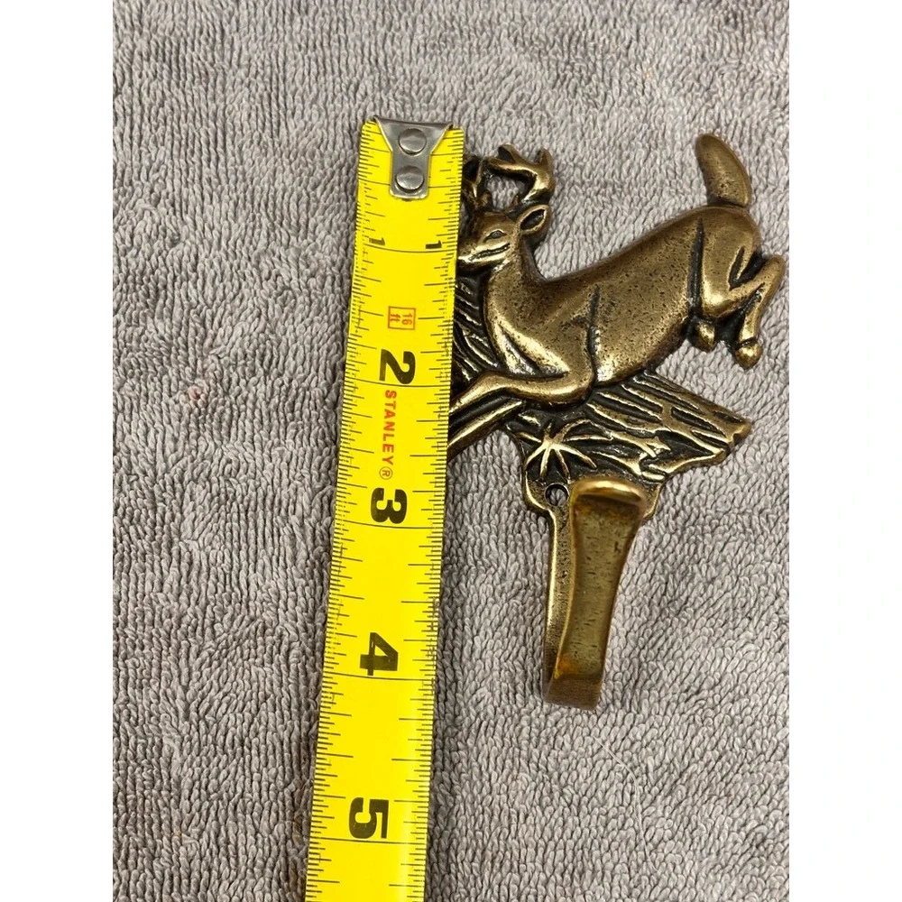 Vtg Belwith Solid Brass Leaping‎ Deer Buck Wall Hook Rustic Lodge Cabin NEW